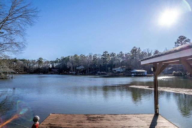 view of dock featuring a water view