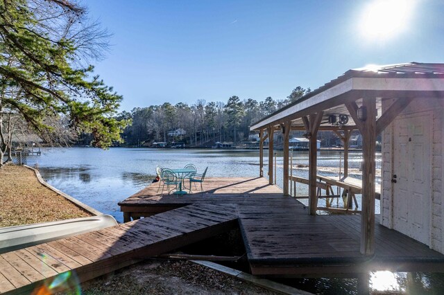 view of dock featuring a water view