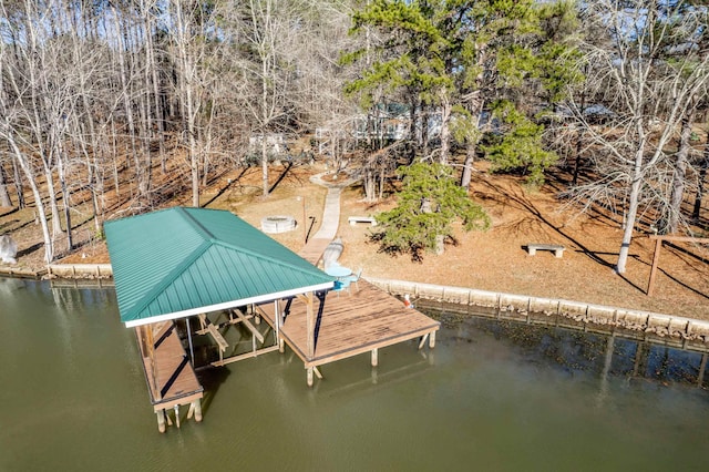 view of dock featuring a water view