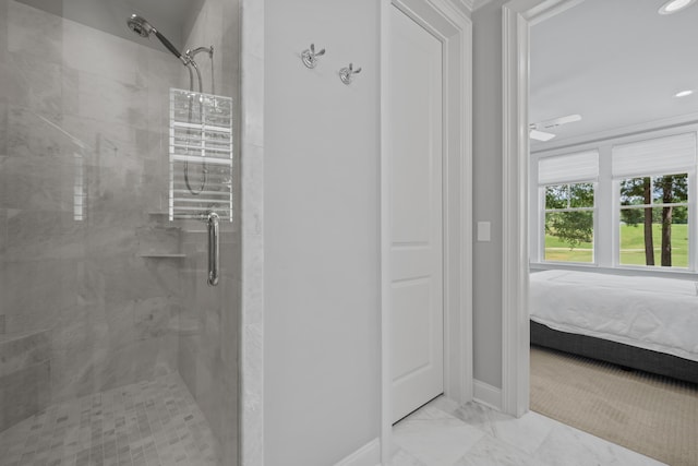 bathroom featuring tiled shower