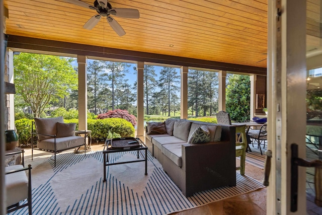 112 Arbors Ln, Eatonton, GA 31024 - sunroom / solarium with ceiling fan and an outdoor hangout area