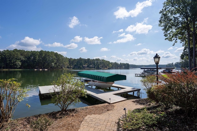 dock area featuring a water view