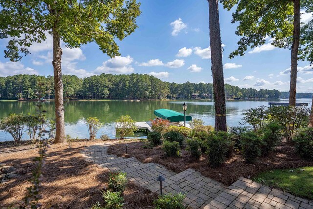 property view of water with a boat dock