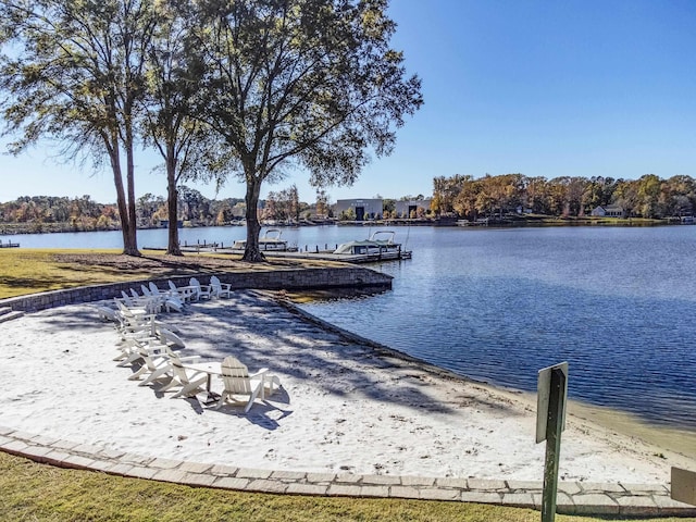 property view of water featuring a dock