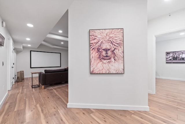 114 Oak Ridge Ln, Eatonton, GA 31024 - cinema featuring light wood-type flooring, recessed lighting, and baseboards