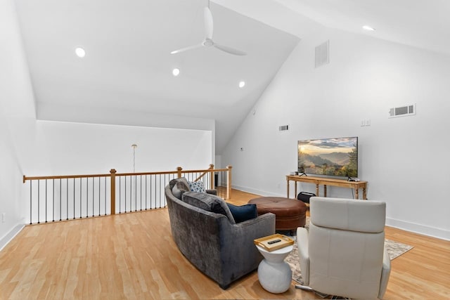 1011 Dogwood Dr, Greensboro, GA 30642 - sitting room with baseboards, visible vents, light wood-type flooring, and a ceiling fan