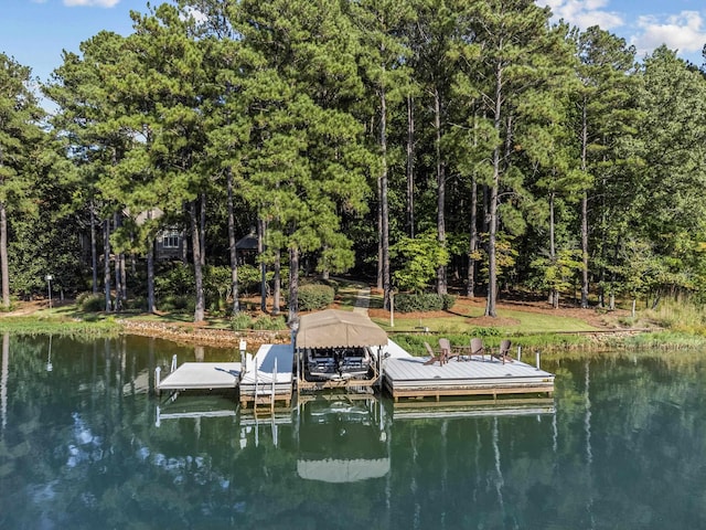 view of dock featuring a water view