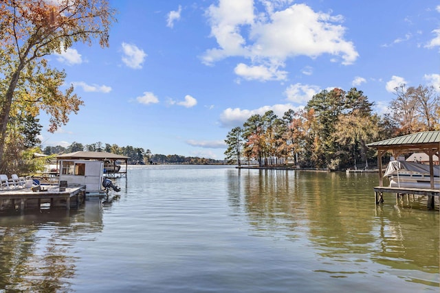 view of dock featuring a water view