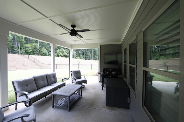 1060 Legend Dr, Greensboro, GA 30642 - sunroom / solarium with outdoor lounge area, ceiling fan, and healthy amount of natural light
