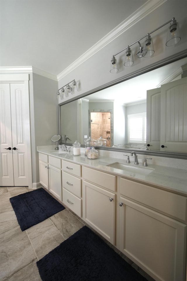 1060 Legend Dr, Greensboro, GA 30642 - bathroom featuring crown molding and double vanity