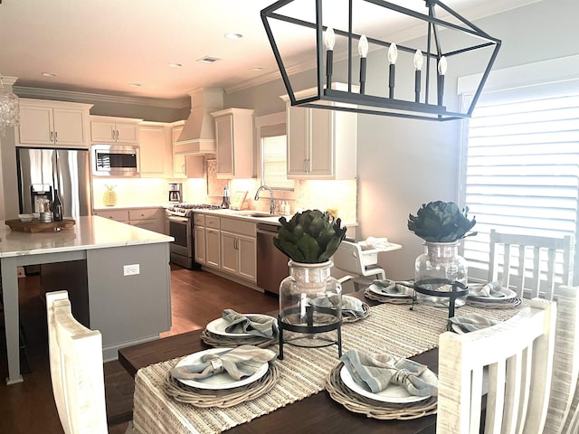 1060 Legend Dr, Greensboro, GA 30642 - dining space with ornamental molding, healthy amount of natural light, and dark wood finished floors