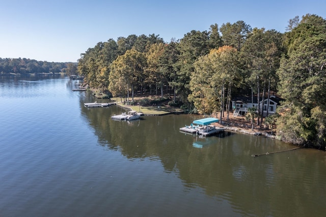 property view of water with a boat dock