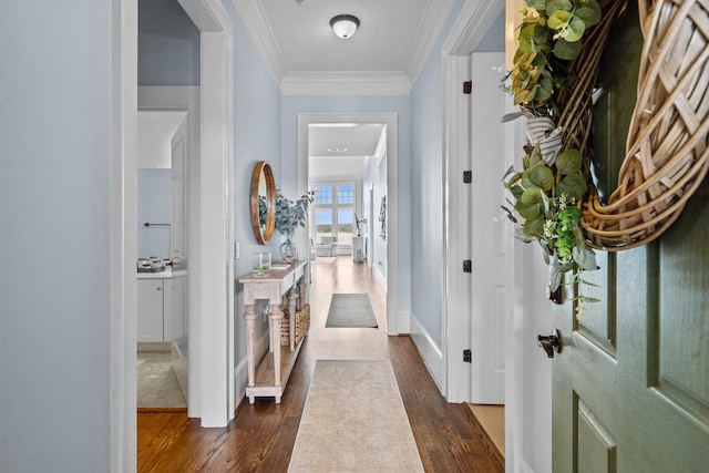 112-UNIT309 Indian Summer Path, Eatonton, GA 31024 - hall featuring dark wood finished floors, ornamental molding, and baseboards