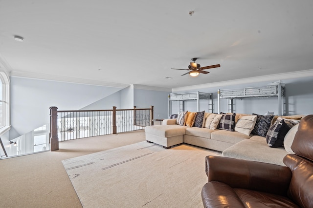 112-UNIT309 Indian Summer Path, Eatonton, GA 31024 - carpeted living room with ceiling fan and ornamental molding