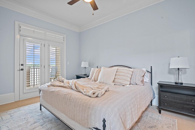 112-UNIT309 Indian Summer Path, Eatonton, GA 31024 - bedroom with carpet, access to outside, crown molding, and a ceiling fan
