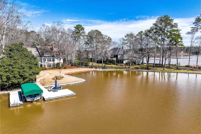 view of dock featuring a water view