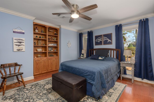 140 Winnstead Pl, Eatonton, GA 31024 - bedroom featuring crown molding, wood finished floors, and a ceiling fan