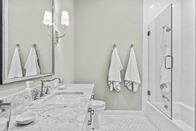 1140 Plantation Point Dr, Greensboro, GA 30642 - bathroom featuring vanity, tile patterned flooring, toilet, and shower / bath combination with glass door