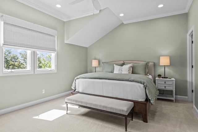 1140 Plantation Point Dr, Greensboro, GA 30642 - bedroom with crown molding, baseboards, carpet flooring, and recessed lighting