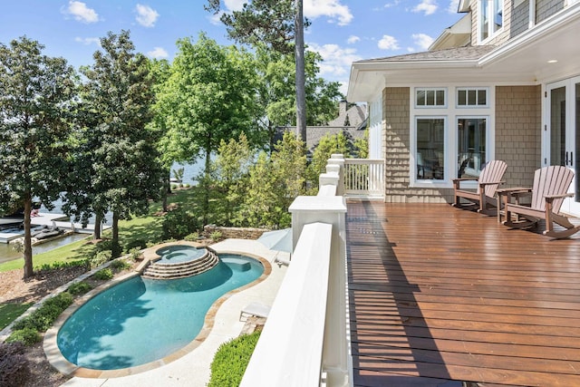 1140 Plantation Point Dr, Greensboro, GA 30642 - view of pool with a pool with connected hot tub and a deck