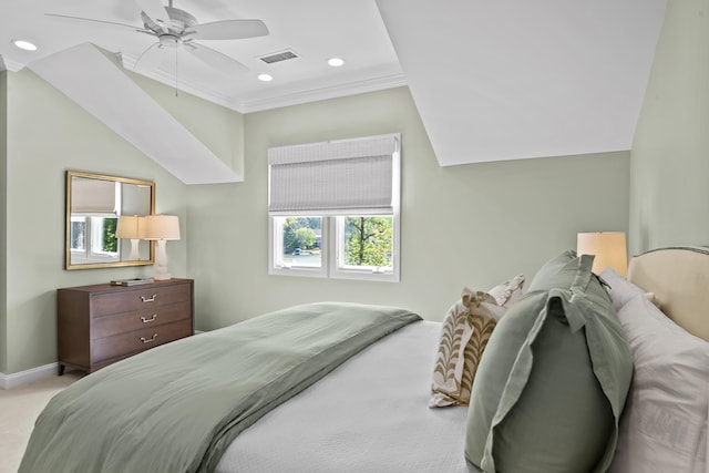 1140 Plantation Point Dr, Greensboro, GA 30642 - bedroom with multiple windows, ornamental molding, recessed lighting, and visible vents