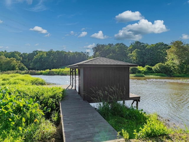 view of dock featuring a water view