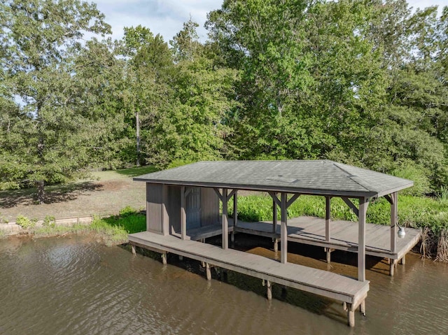 view of dock featuring a water view