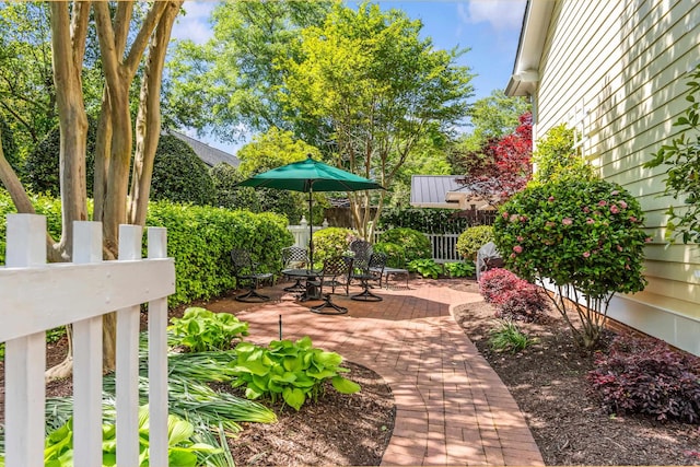 view of yard with a patio area and fence