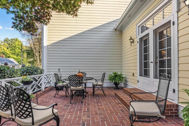 view of patio featuring french doors