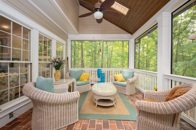 1020 Tallesse Trl, Greensboro, GA 30642 - sunroom with ceiling fan, lofted ceiling, and an outdoor hangout area