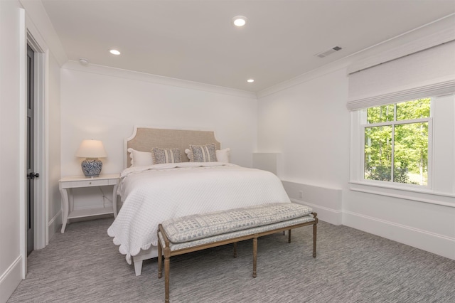 1100 Neary Rdg, Greensboro, GA 30642 - bedroom featuring visible vents, recessed lighting, carpet flooring, and crown molding
