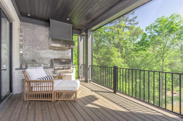 1100 Neary Rdg, Greensboro, GA 30642 - wooden deck with a grill and exterior kitchen