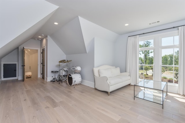 1100 Neary Rdg, Greensboro, GA 30642 - sitting room featuring recessed lighting, vaulted ceiling, and light wood-type flooring