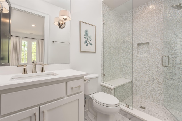 1100 Neary Rdg, Greensboro, GA 30642 - full bath with recessed lighting, vanity, toilet, and a stall shower