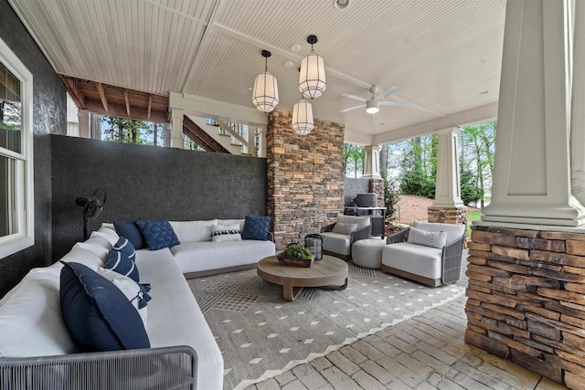 1081 Terrell Cir, Greensboro, GA 30642 - view of patio / terrace with an outdoor hangout area and a ceiling fan