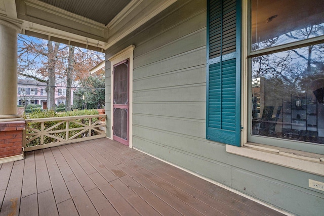 deck featuring covered porch