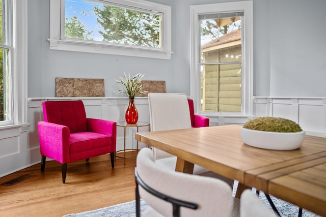 interior space with light hardwood / wood-style floors and a wealth of natural light