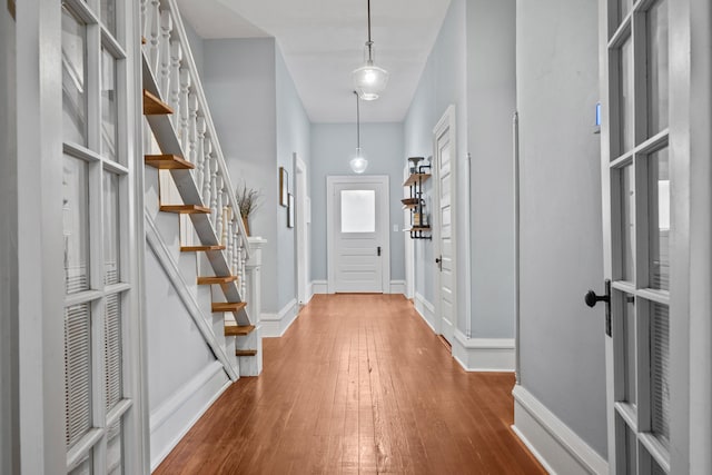 foyer with hardwood / wood-style flooring