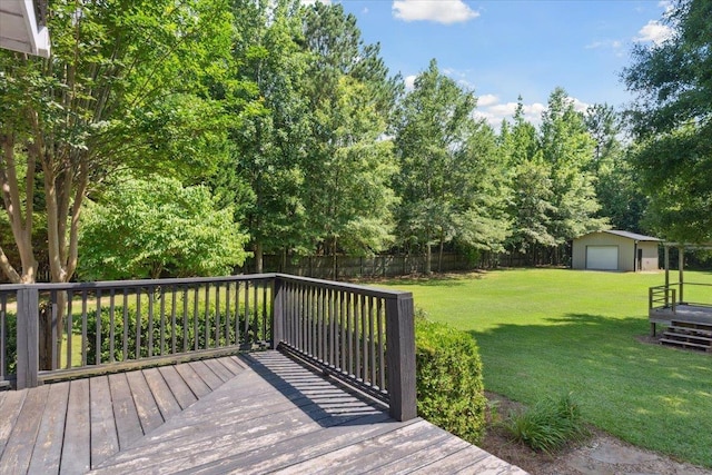 1120 Rawlings Dr, Rutledge, GA 30663 - wooden deck with a storage shed and a detached garage