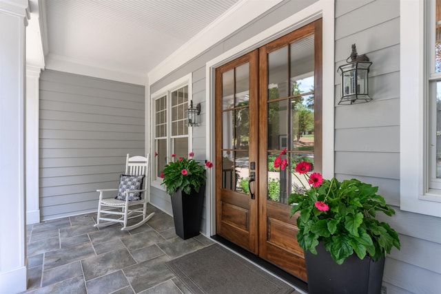 property entrance featuring french doors