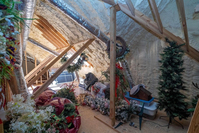 view of unfinished attic