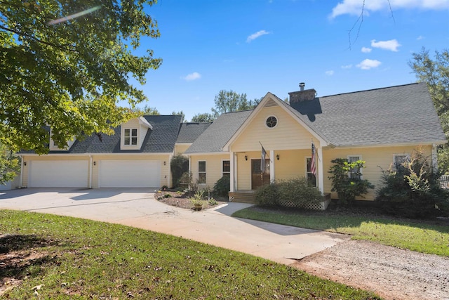 view of front of property with a garage and a front yard