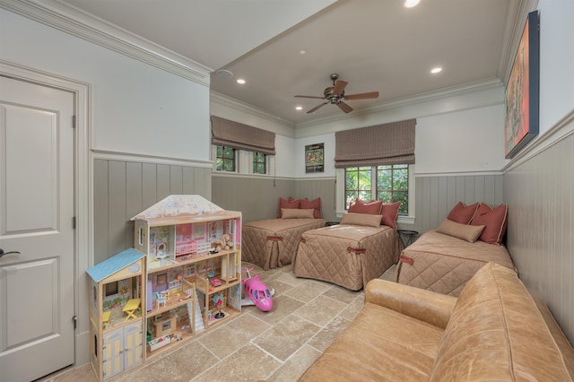 bedroom with ornamental molding