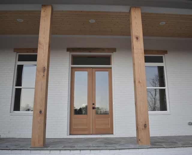 doorway to property with french doors