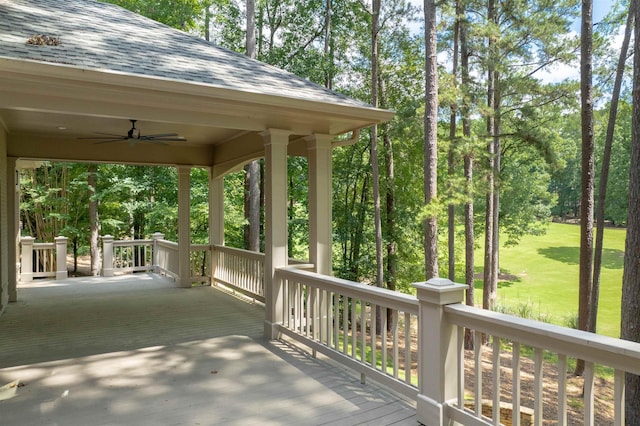 1040 Whatleys Mill Ln, Greensboro, GA 30642 - porch with ceiling fan and a lawn