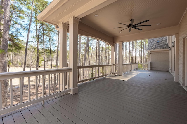 deck featuring a ceiling fan