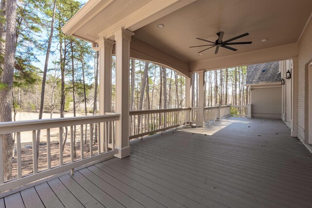 deck featuring ceiling fan