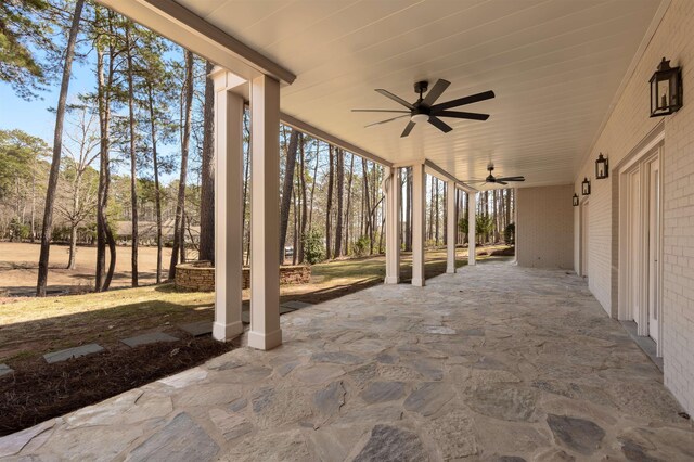 view of patio / terrace featuring a ceiling fan