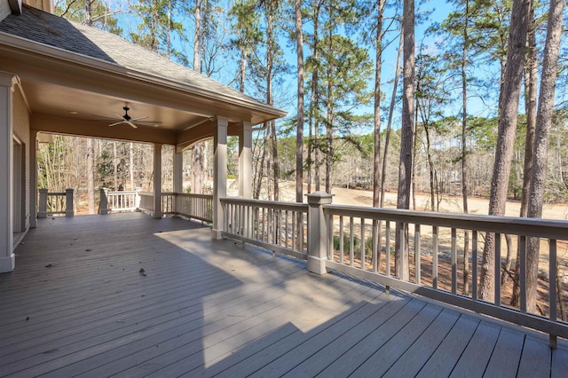 deck featuring a ceiling fan