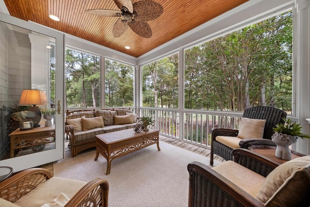 1011 Cartwright Ln, Greensboro, GA 30642 - sunroom with a ceiling fan, an outdoor hangout area, and healthy amount of natural light